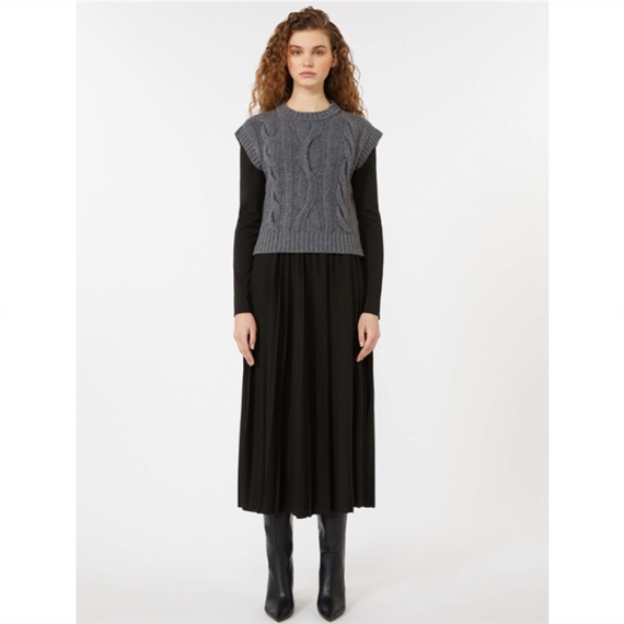 Weekend Max Mara Jersey Kjole W. Knitted Waistcoat, Sort/Grå